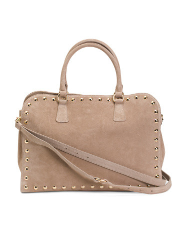 Made In Italy Suede Studs Satchel | TJ Maxx