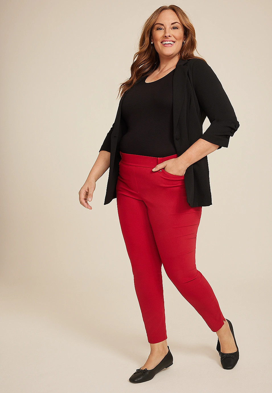 Plus Size Bengaline Mid Rise Skinny Pant | Maurices