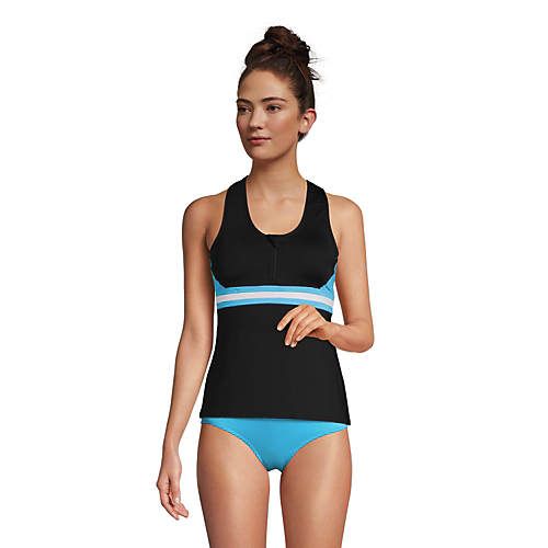 Women's Chlorine Resistant Zip Front Tankini Swimsuit Top | Lands' End (US)