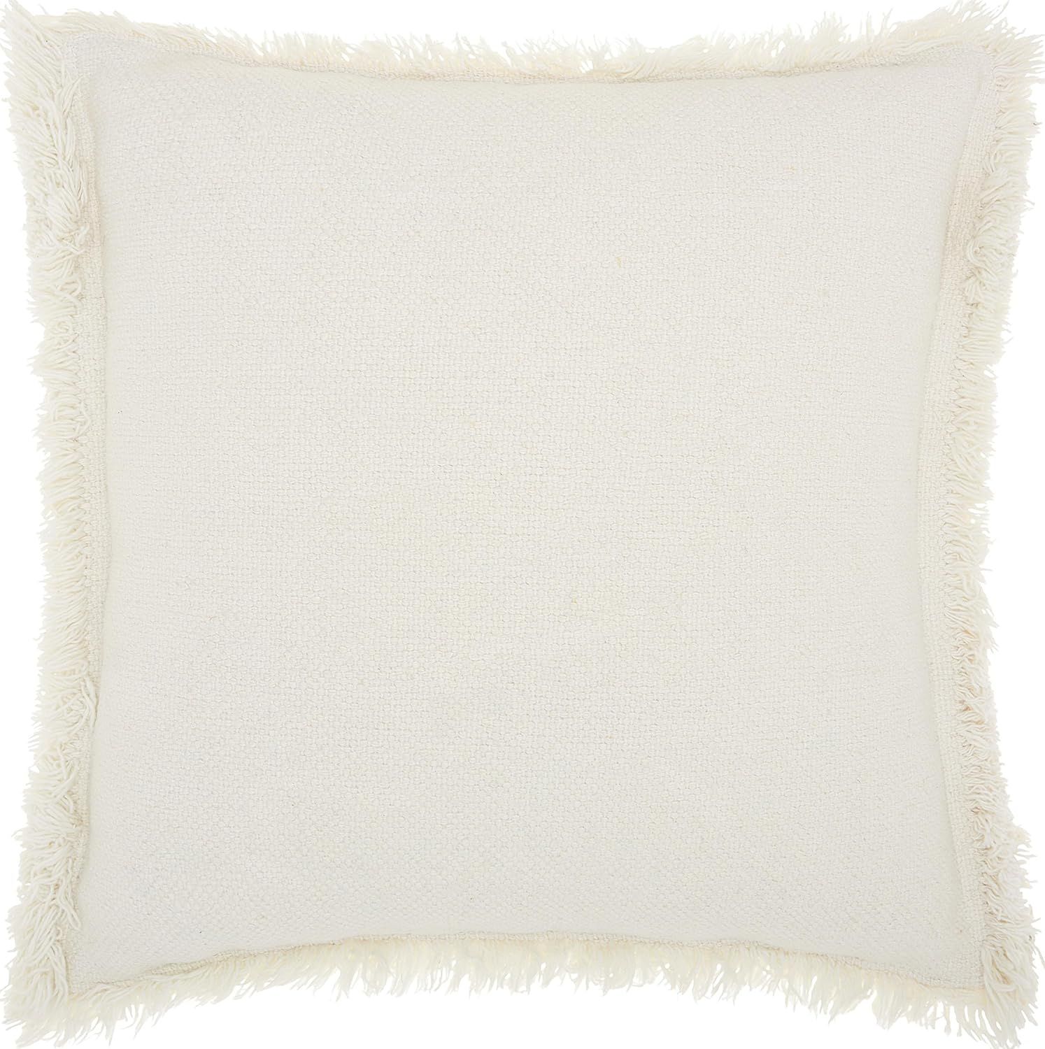 Mina Victory by Nourison E0450 Life Styles Stonewash Fringe Throw Pillow, 20" x 20", White | Amazon (US)