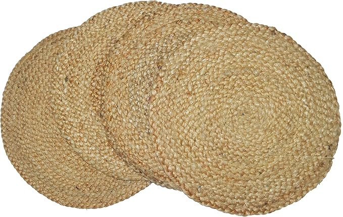 Chardin home Round Woven Jute Braided Set of 4 PLACEMATS | 15 inch Round Farmhouse Table mats | A... | Amazon (US)