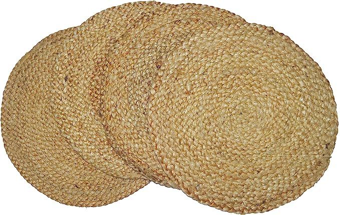 Chardin home Round Woven Jute Braided Set of 4 PLACEMATS | 15 inch Round Farmhouse Table mats | A... | Amazon (US)