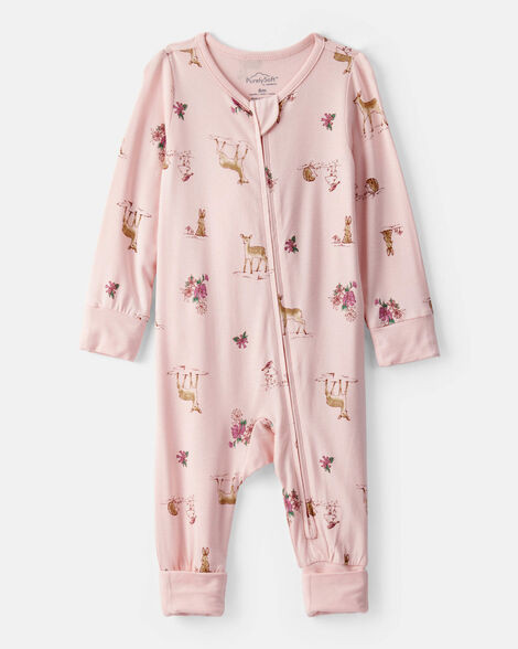 Baby Girl Deer & Floral Print PurelySoft Sleep & Play Pajamas - Pink | Carter's Inc