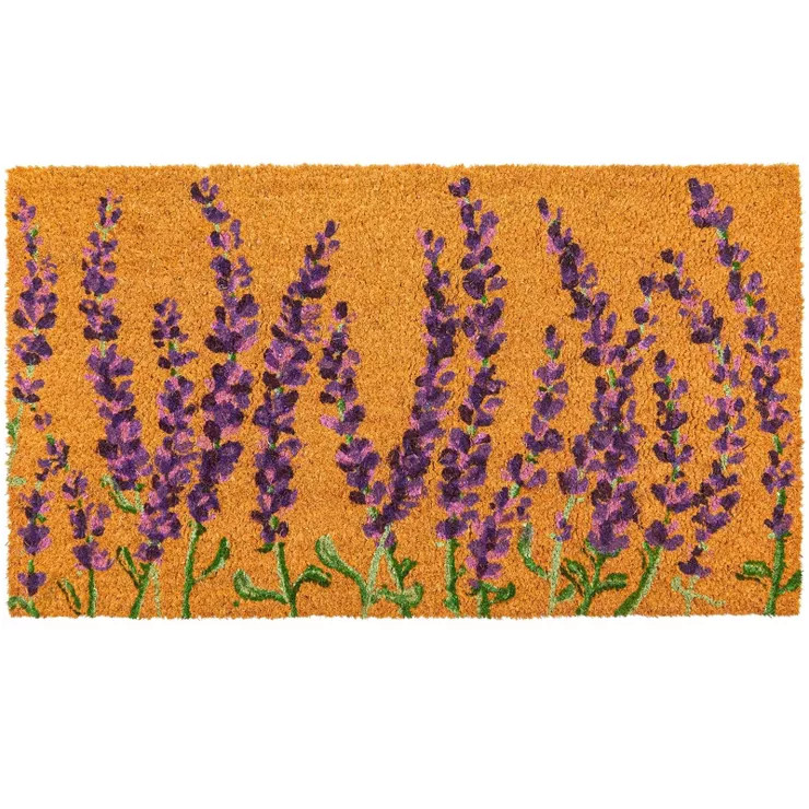 Juvale Floral Spring Coir Door Mat for Front Porch, Lavender Flower Outdoor Welcome Mat, 17 x 30 ... | Target