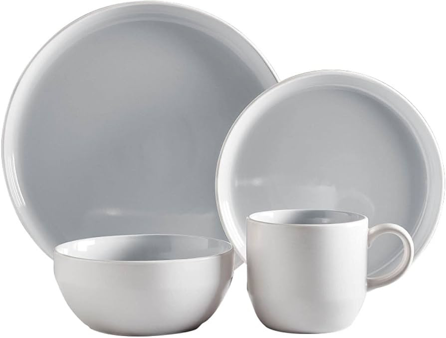 Barbary & Oak BO867004GRY Oslo 16 Piece Dinnerware Set, Stoneware, White and Nimbus Grey | Amazon (UK)