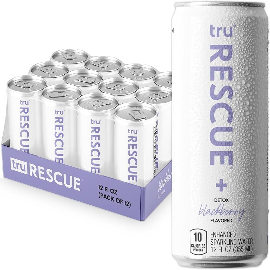 Tru Rescue Seltzer, Blackberry Flavored Sparkling Water Made with Real Fruit Juice - Hydration De... | Amazon (US)