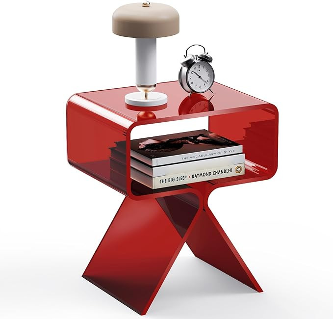 Acrylic Nightstand Side Table Modern Design Clear Home Decor Display End Table for Living Room (R... | Amazon (US)