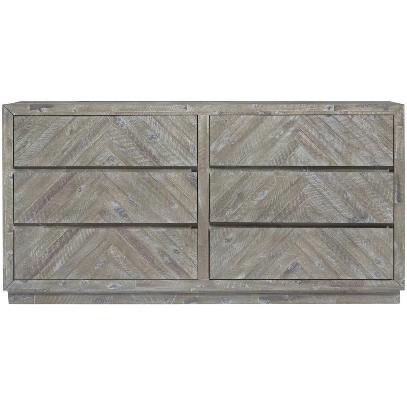 Modus Furniture Herringbone Solid Wood Six Drawer Dresser, Rustic Latte | Walmart (US)