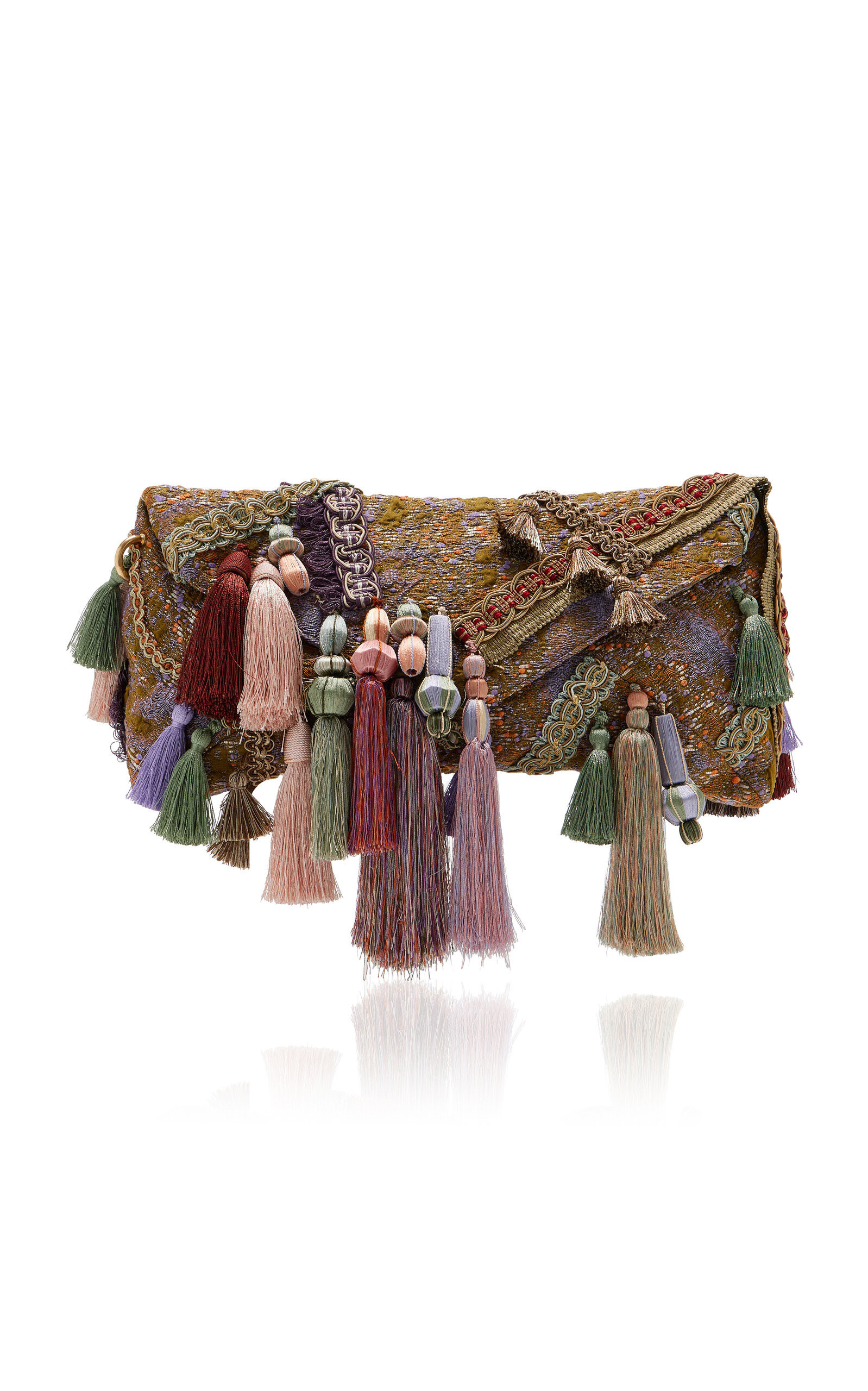 Dries Van Noten - Tasseled Jacquard Clutch - Khaki - OS - Moda Operandi | Moda Operandi (Global)