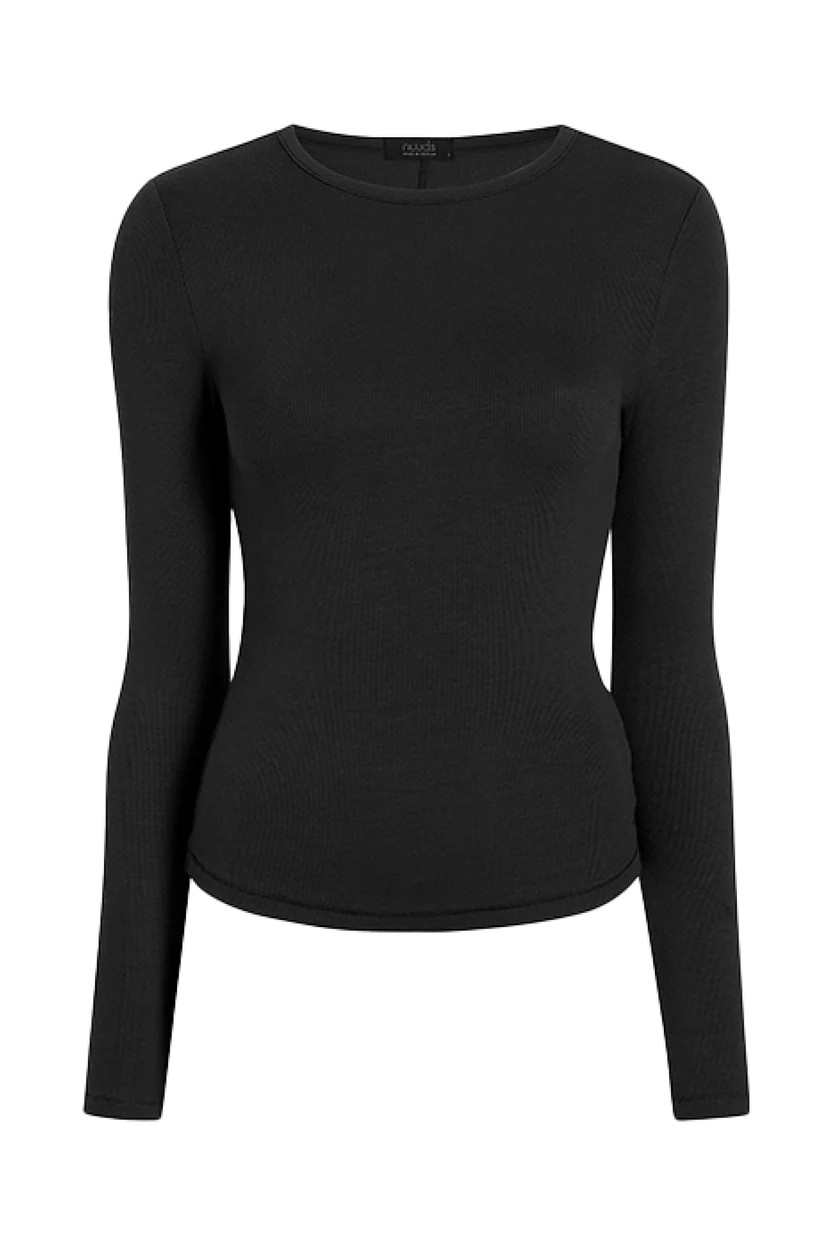 Slinky Rib Long Sleeve Shirt | Espresso | nuuds