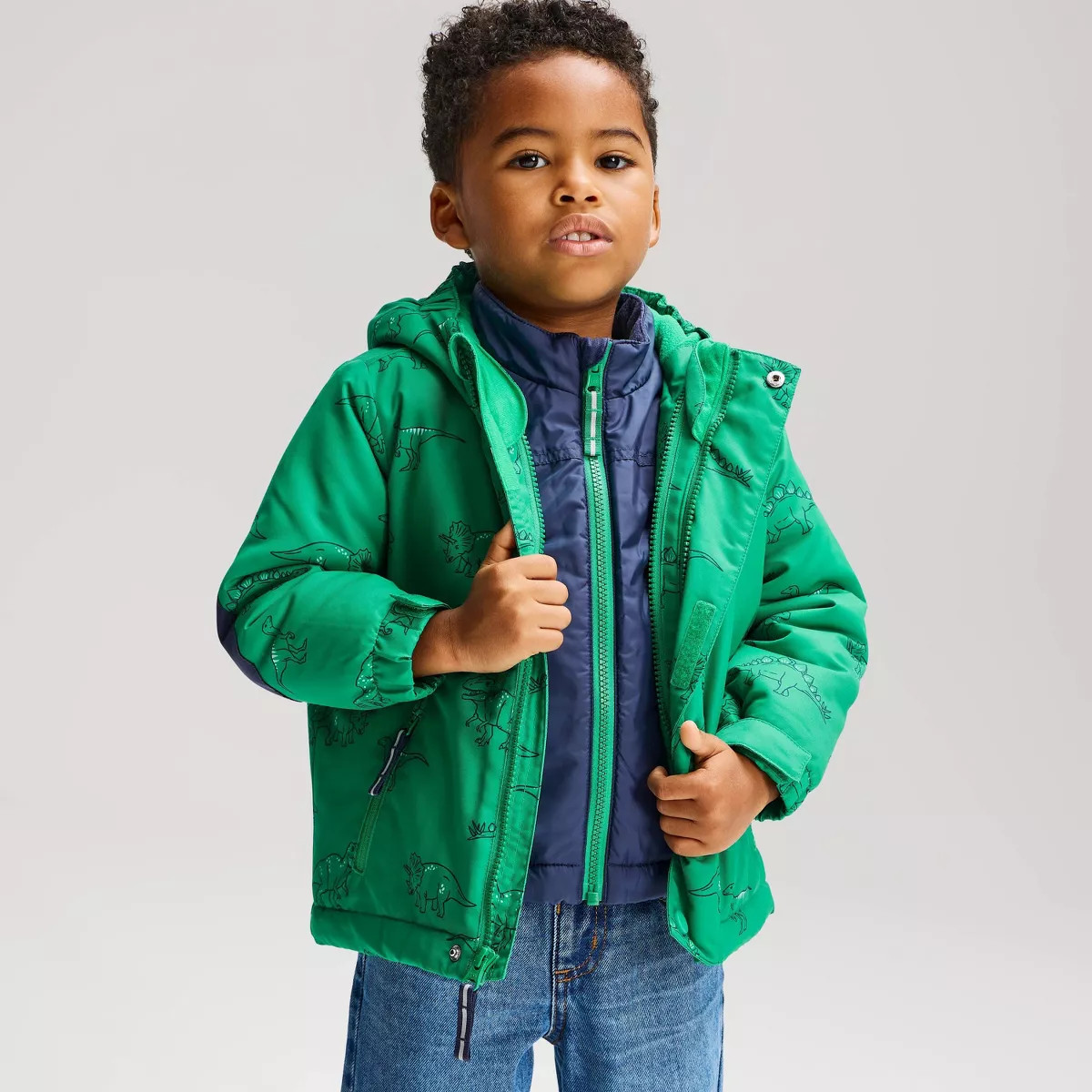 Toddler 3-in-1 Winter Snowplay Dino Print Jacket - Cat & Jack\u2122 Green 3T | Target