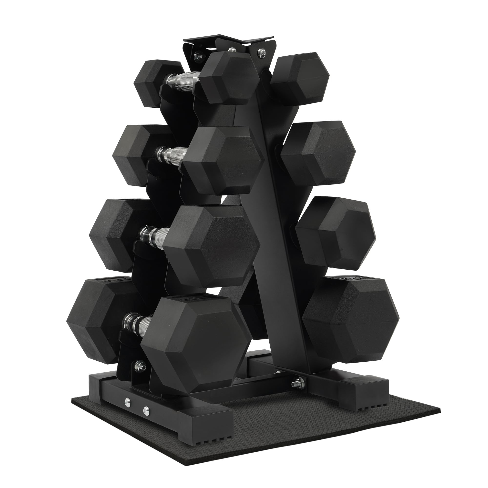 Rubber Coated Hex Dumbbell Weight Set and Storage Rack, 100LB Set or 150LB Set, 5-20 lbs Pairs or... | Amazon (US)