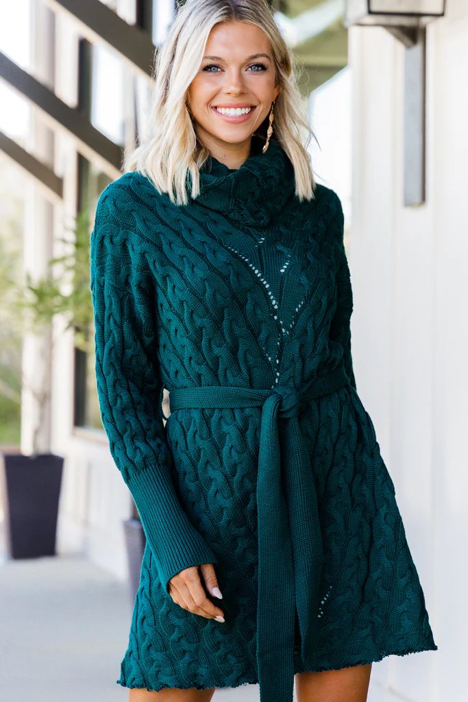 Attention Seeker Green Sweater Dress | The Mint Julep Boutique