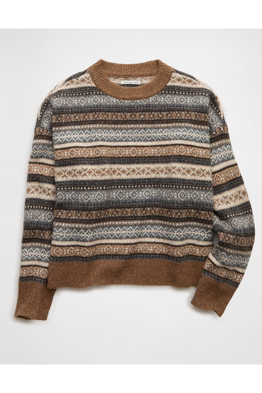 AE Whoa So Soft Classic Crew Neck Sweater Women's Light Brown XXS | American Eagle Outfitters (US & CA)