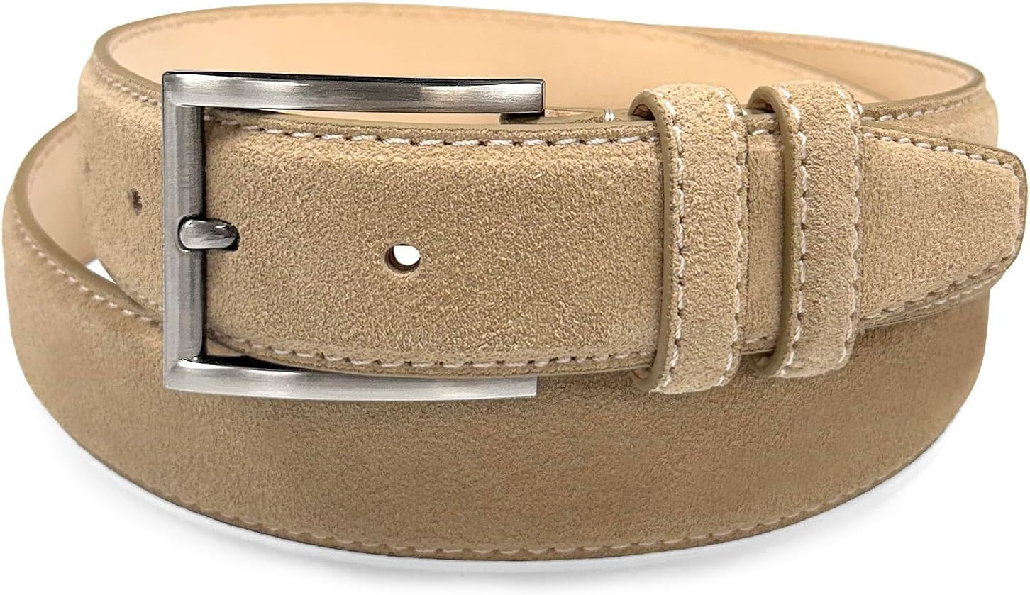 Men's Belt Suede Full Leather Belt Casual Dress Leather Belt 1-3/8"(35mm) Wide, Multi-Style Options | Amazon (US)