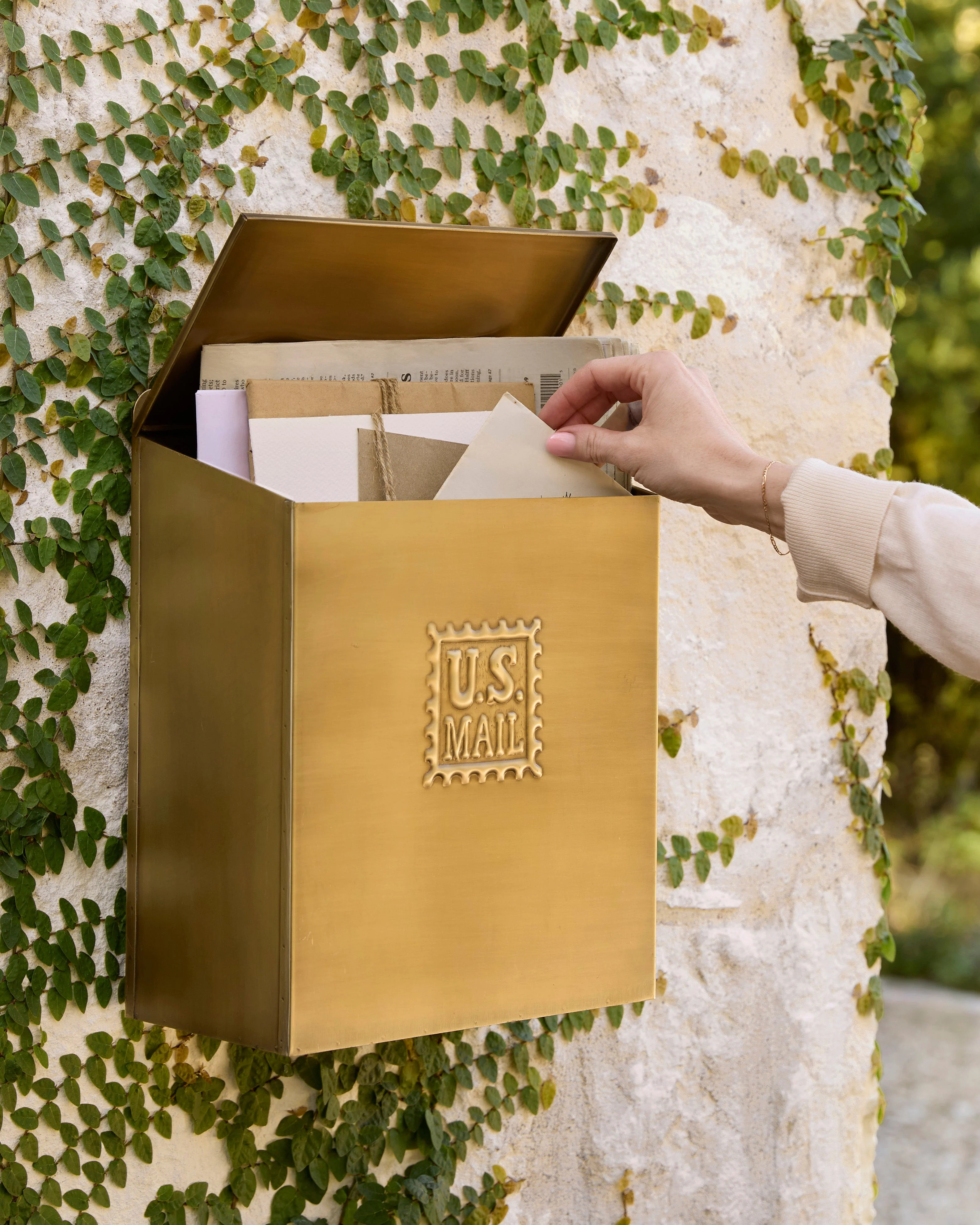 Antique Inspired Brass Mail Box | Magnolia