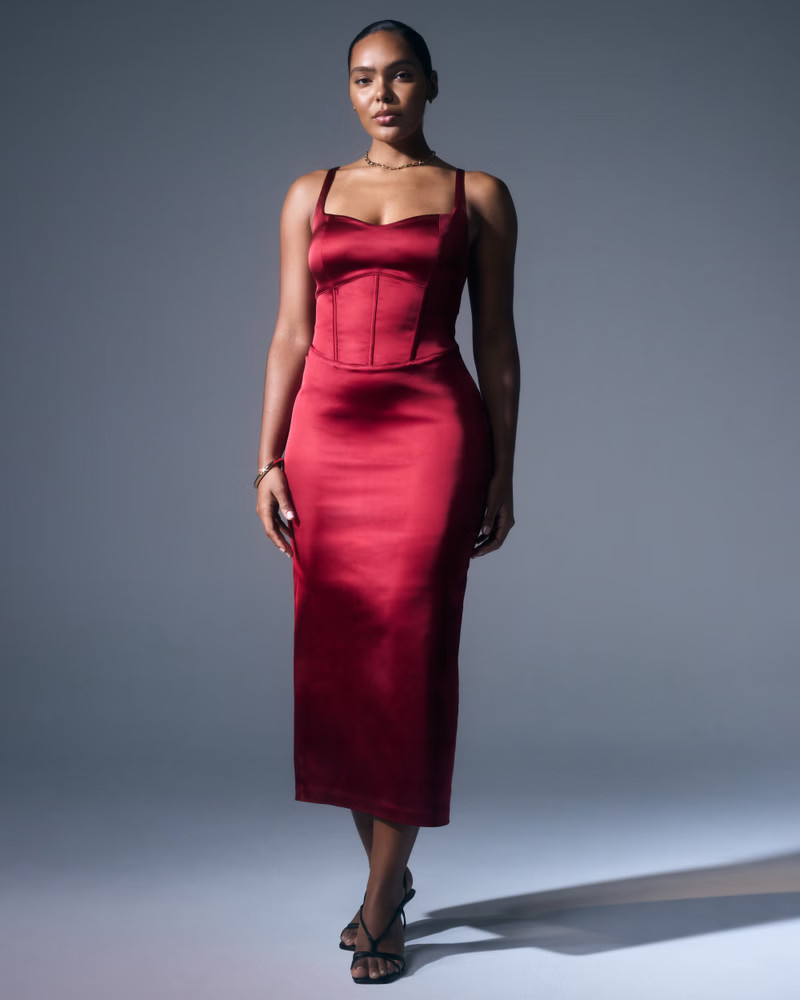 Women's Corset Midi Dress | Women's New Arrivals | Abercrombie.com | Abercrombie & Fitch (US)
