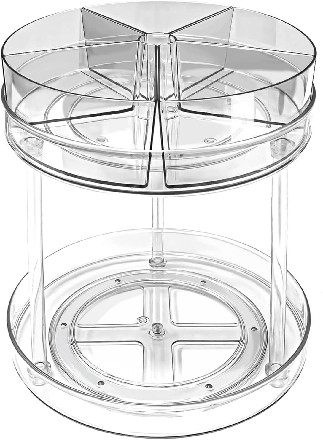 Amazon.com: 2 Tier Lazy Susan Organizer, 10.7 Inch Clear Lazy Susan Turntable with 5 Removable Bi... | Amazon (US)
