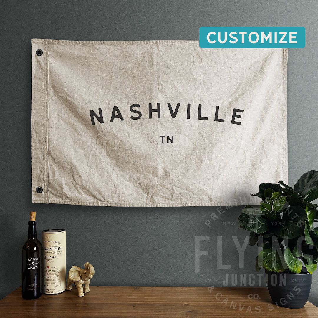 Custom Hand Painted Cotton Canvas Flag - Vintage Look | Wall Tapestry | Home Decor | Banner | Etsy (US)