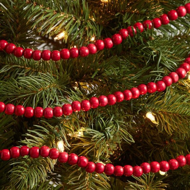 Red Wood Bead Cranberry Garland | World Market