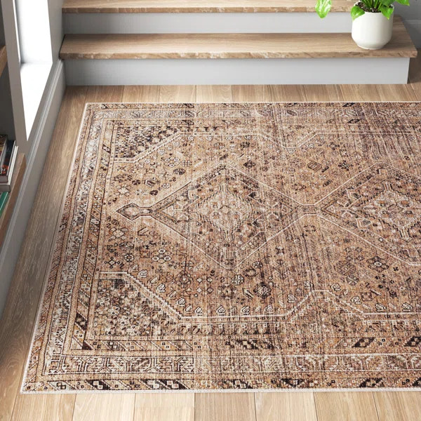Westbrook Machine Washable Oriental Light Brown/Orange Area Rug | Wayfair North America