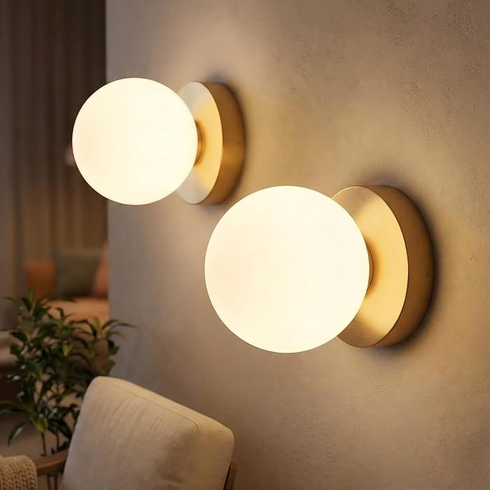 Battery Operated Wall Sconce Set of 2,Wireless Rechargeable Gold Wall Light with 14000mAh Dimmabl... | Amazon (US)