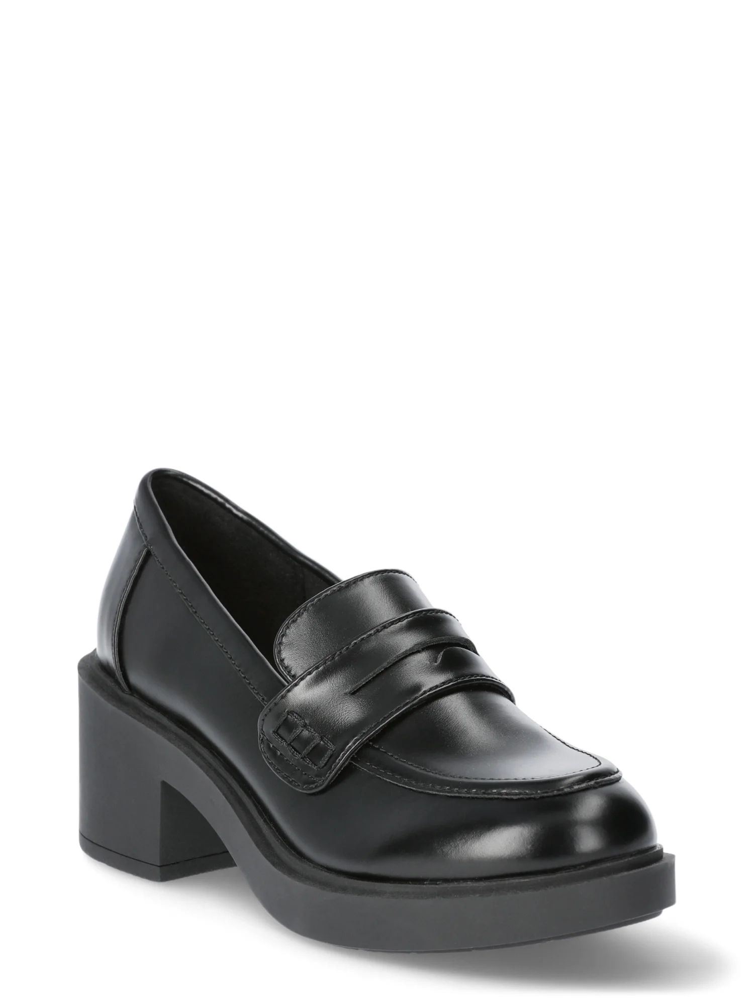 No Boundaries Women's Platform Heeled Penny Loafers - Walmart.com | Walmart (US)