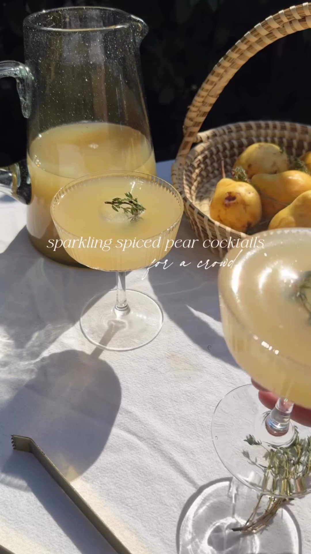 Save if you’re in charge of thanksgiving cocktails🥂

This Sparkling Spiced Pear cocktail recipe is my go to batch cocktail for the holiday season! Made with a delicious homemade autumn spiced syrup, pear juice, and Prosecco, this sip will easily impress your happy hour guests!

pitcher of cocktails:

3 cups of pear juice
1.5 cups of vodka or gin
1/2 cup spiced autumn simple syrup
1/4 cup lemon juice
1 bottle of Prosecco or Champagne, chilled

Add all ingredients to a pitcher and stir to combine. Pour up your sparkling spiced pear cocktails into a chilled coupe glass and serve for brunch, happy hour, or for a holiday aperitivo. I made these adorable thyme ice cubes to chill the cocktails that also serves as a gorgeous garnish.

My last reel shared the autumn spiced syrup recipe in case you haven’t saved it yet!

- Brooke xx 

#cocktailsathome #cocktailrecipes #recipeshare #drinksdrinksdrinks #easyrecipes