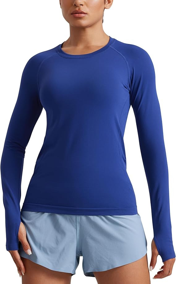 CRZ YOGA Seamless Long Sleeve Shirts for Women Hip Length - Workout Athletic Running Gym Yoga Top... | Amazon (US)
