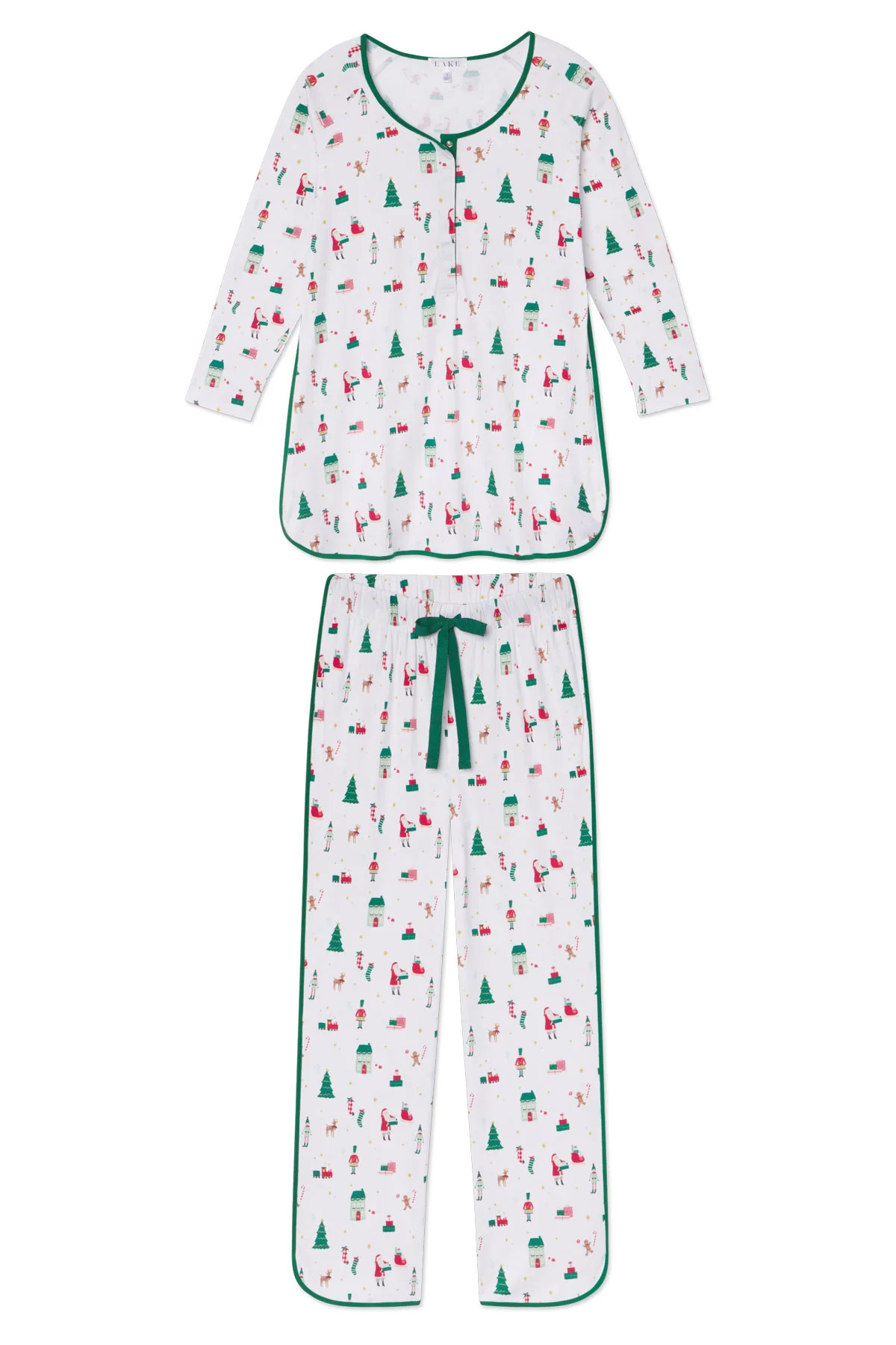 Pima Maternity Long-Long Set in Holly Jolly | Lake Pajamas