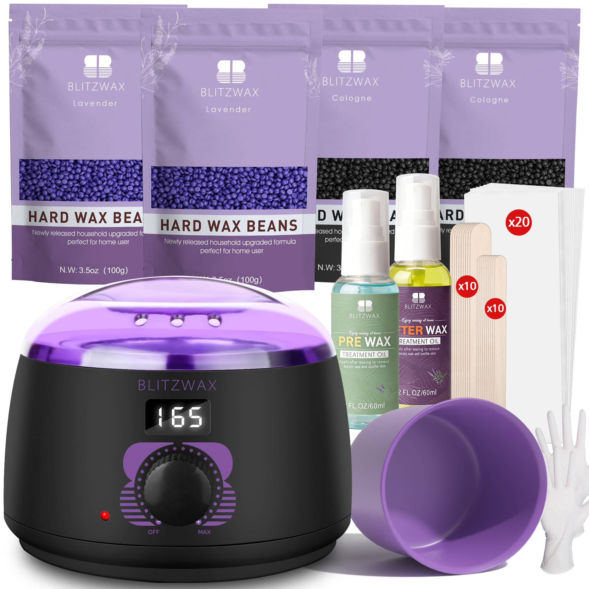 BLITZWAX Brazilian and Bikini Waxing Kit for Women, Hard Wax Warmer for Face, Legs and Body, At H... | Amazon (US)
