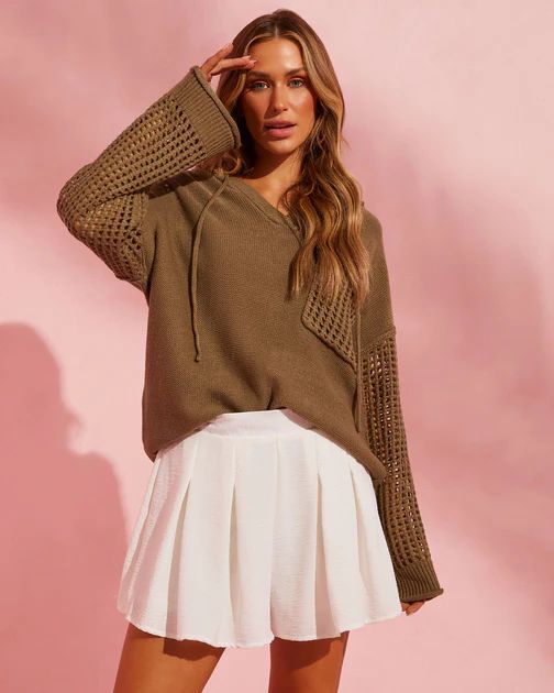 Aventura Crochet Hooded Sweater - Olive | VICI Collection