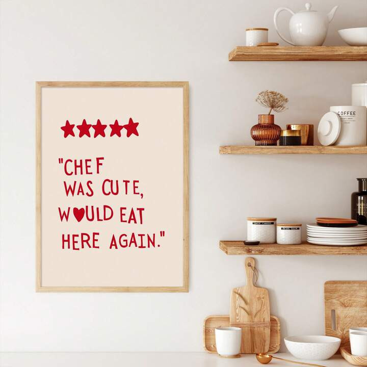 1pc Chef Was Cute, Would Eat Here Again Black Canvas Paintings,Aesthetic Kitchen Home Decor ,Cute... | SHEIN