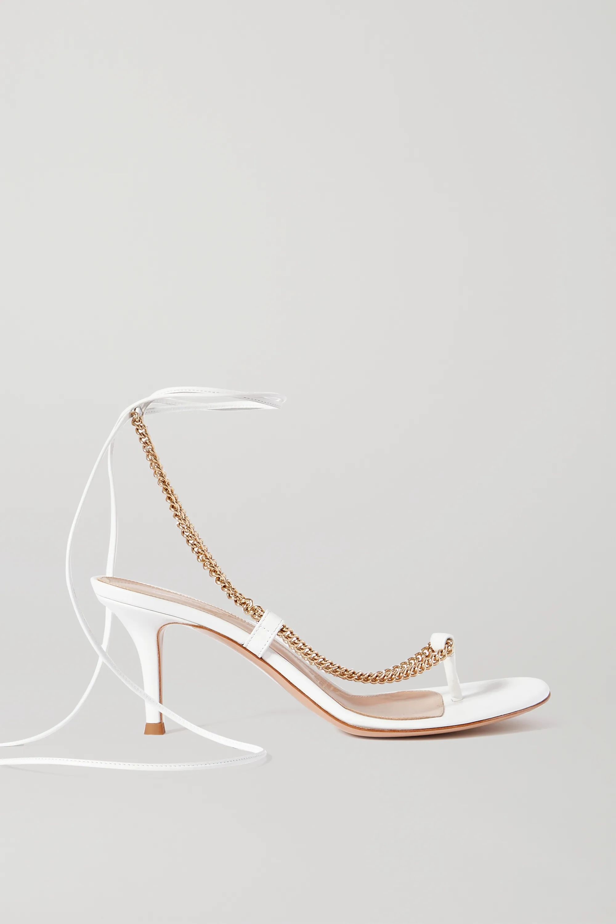 White 70 chain-embellished leather sandals | Gianvito Rossi | NET-A-PORTER | NET-A-PORTER (US)