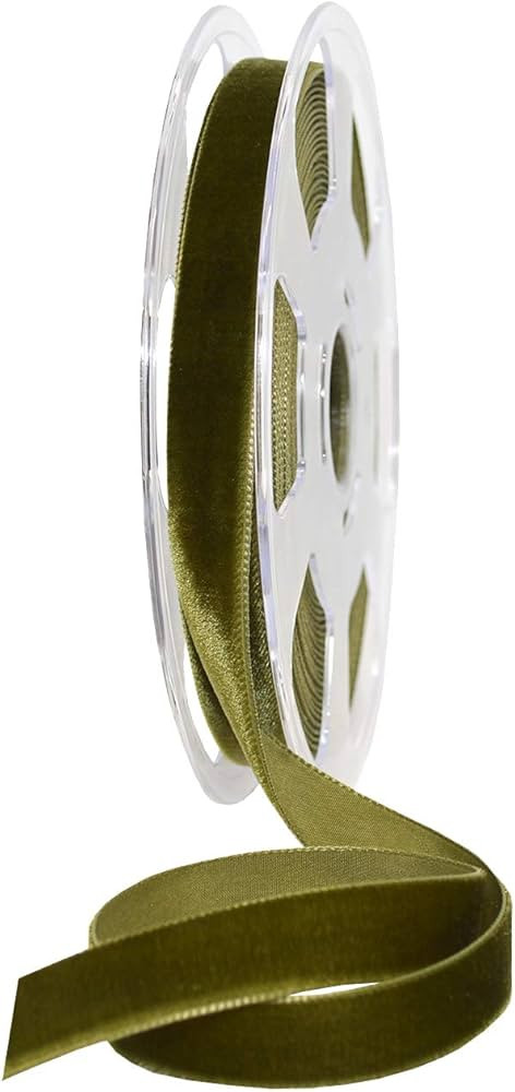 Morex Ribbon 012 Nylvalour Swiss Velvet Ribbon, Deep Sage, 2" x 11 Yd | Amazon (US)