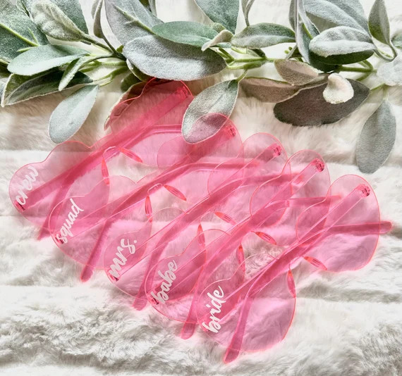 Retro Pink Heart Sunglasses - Perfect Party Favors for Bachelorette Party, Birthday Party or Brid... | Etsy (US)