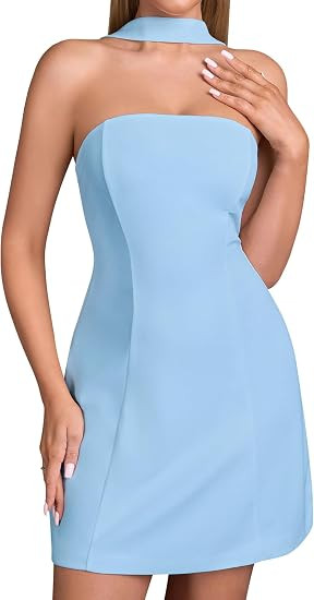 HTZMO Bodycon Mini Dress Homecoming Going Out Club for Women | Halter Neck Short Dresses 2026, Fa... | Amazon (US)