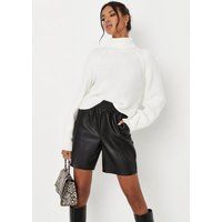 White Tuck Sleeve Cropped Turtle Neck Sweater | Missguided (US & CA)