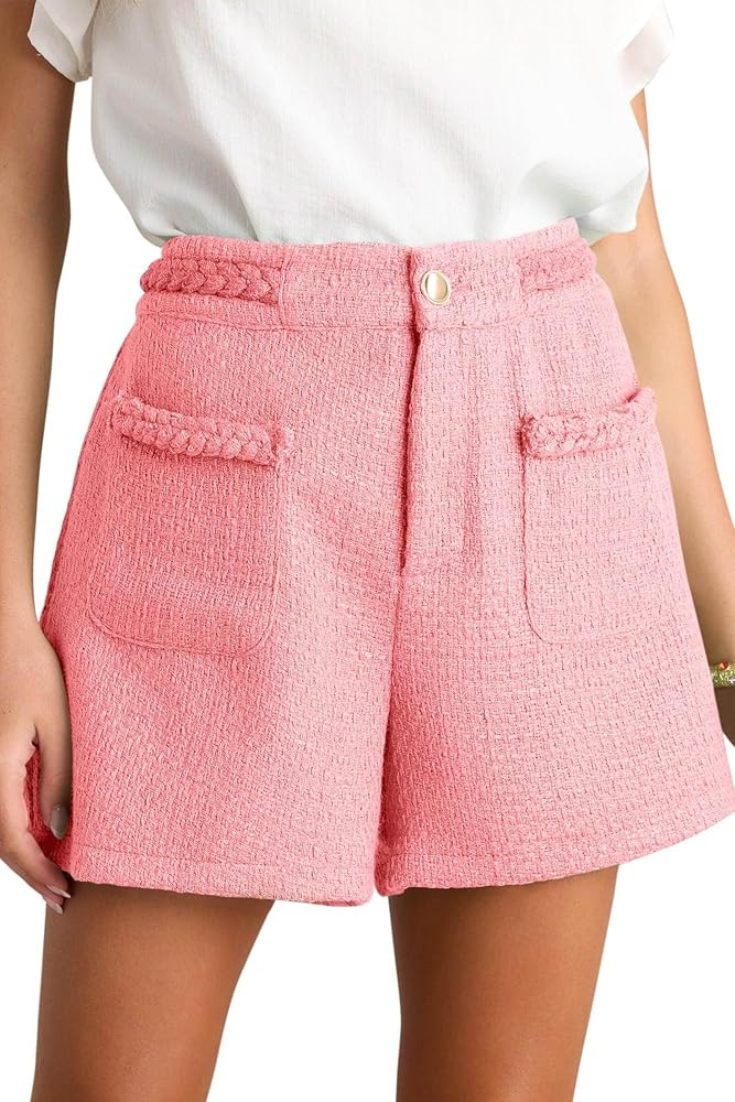 Cicy Bell Womens Tweed Summer Shorts High Waisted Wide Leg Dressy Casual Shorts with Front Pocket... | Amazon (US)