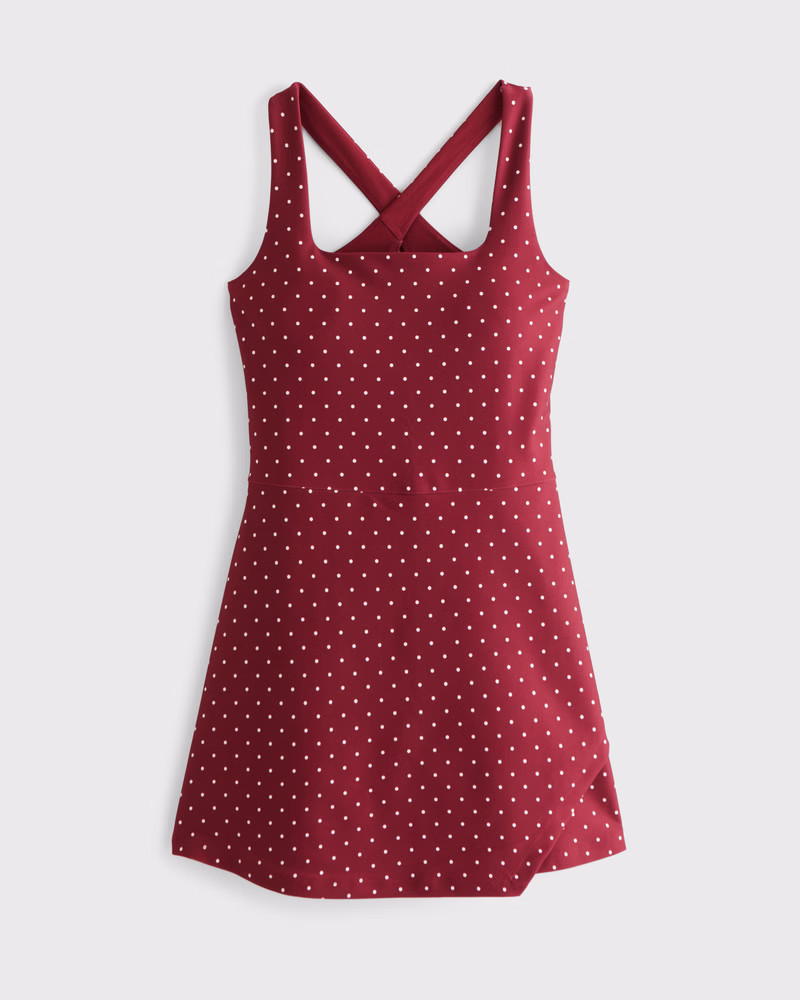 Abercrombie & Fitch Women's YPB sculptLUX Cross-Back Mini Dress in Rich Red Dot - Size XL PETITE | Abercrombie & Fitch (US)
