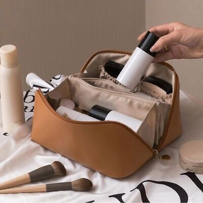 Large-Capacity Travel Cosmetic Bag Organizer Makeup with Brushes Slots Dividers  | eBay | eBay US