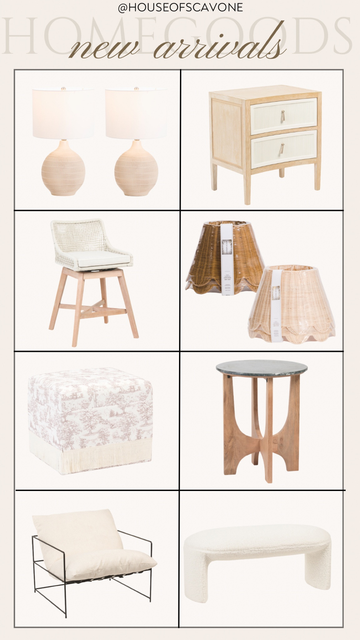new arrivals 🤍 #newarrivals #newhomedecor #homedecor #home #lamp #ottoman #stools #counterstool #swivelchair #accentchair #livingroom #livingroomrefresh #accenttable #wood #marble

#LTKHome #LTKFindsUnder100 #LTKFamily