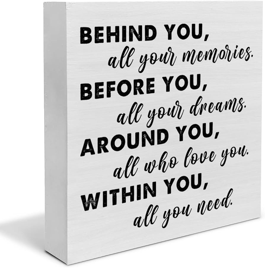 Graduation Quote Wood Box Sign Decor Desk Sign Positive Behind You All Your Memories Wooden Box B... | Amazon (US)