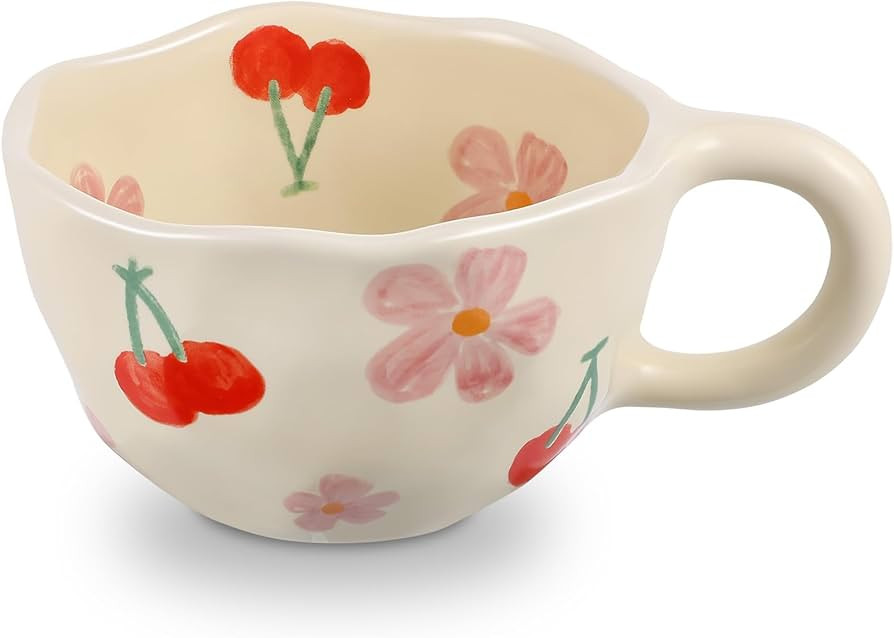 Ceramic Coffee Mug, Creative Cute Mugs Handheld Irregular Aesthetic Flower Ceramic Mug for Women ... | Amazon (US)