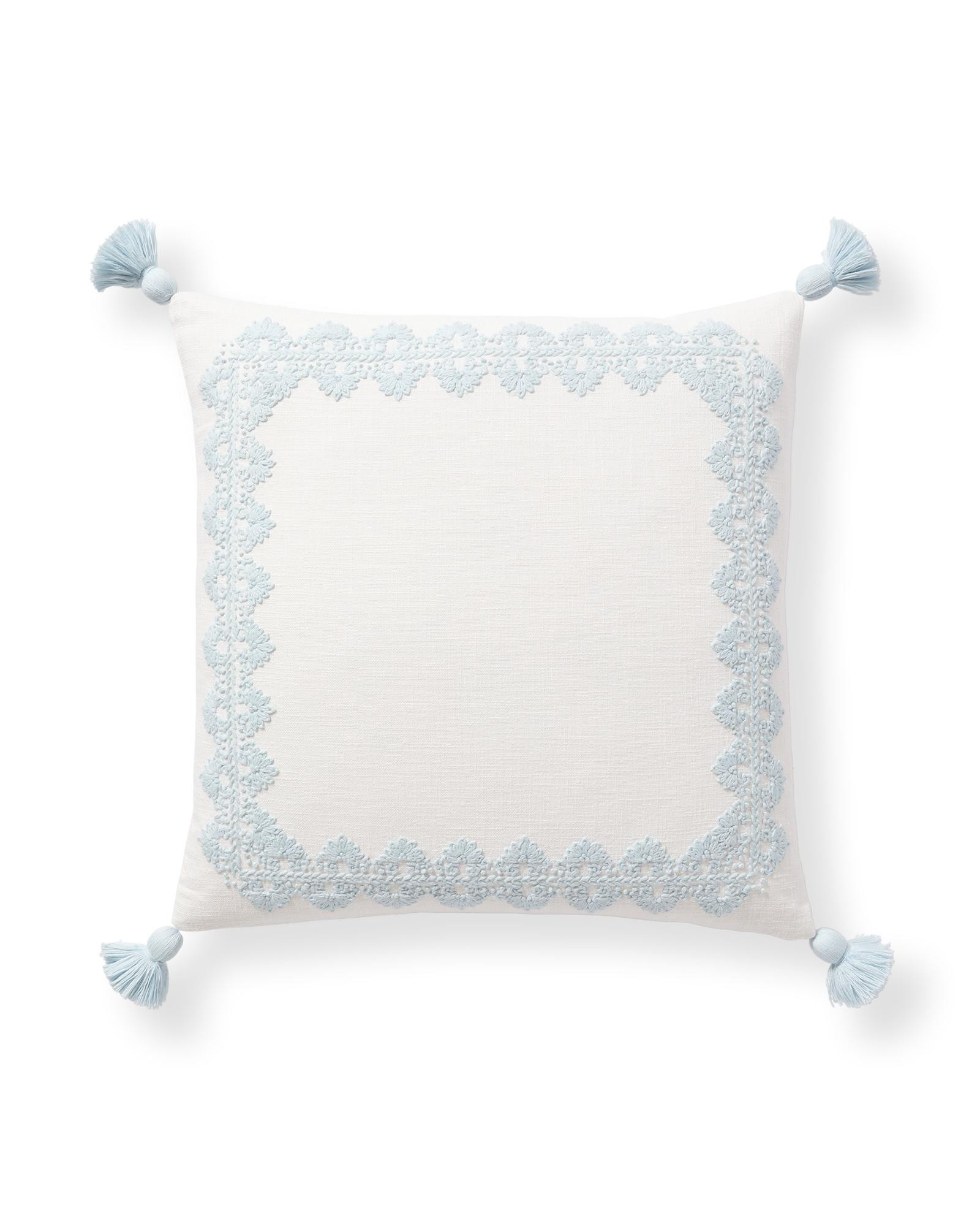 Caria Embroidered Pillow Cover – Sky | Serena and Lily