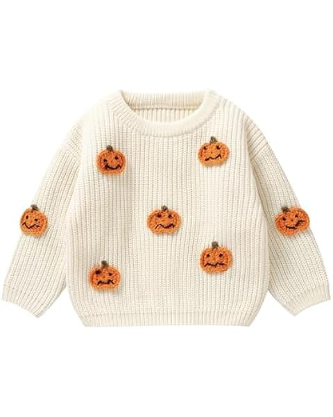 Baby Pumpkin Outfit Newborn Infant Boy Girl Cute Long Sleeve Knit Oversized Sweater Toddler Hallo... | Amazon (US)