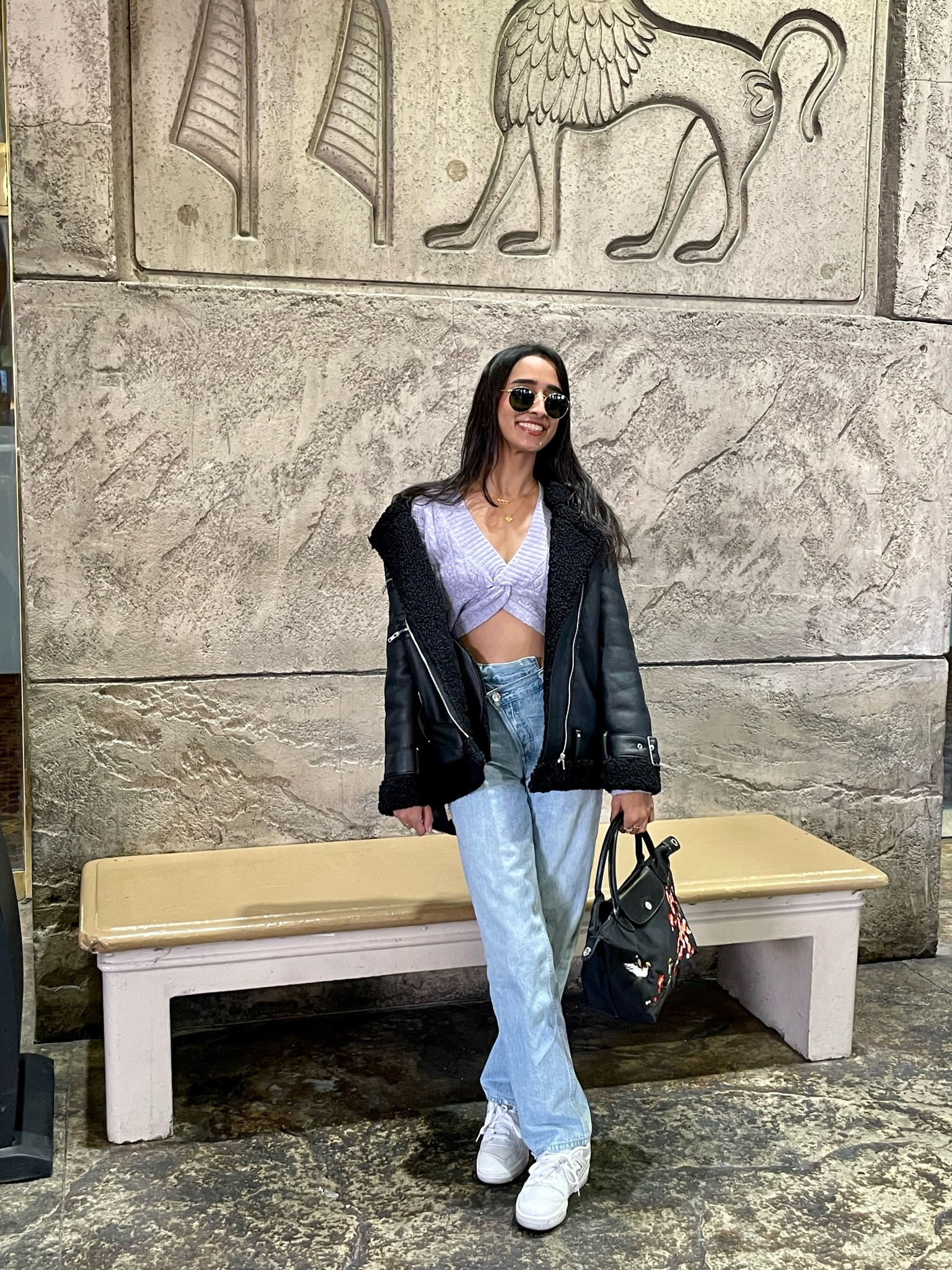 Winter outfit idea. Jacket is so warm, fits oversized - wearing XS. 

#revolve
#leather 
#leatherjacket 
#astrthelabel 
#white sneakers 
#las vegas

#LTKFind #LTKtravel