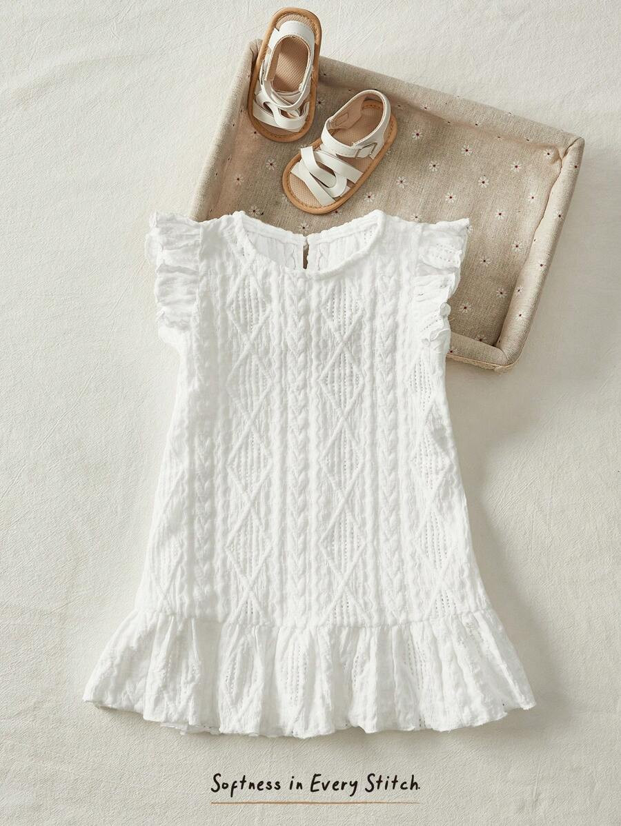 Baby Girl Solid Color Crew Neck Sleeveless Casual Versatile Dress | SHEIN
