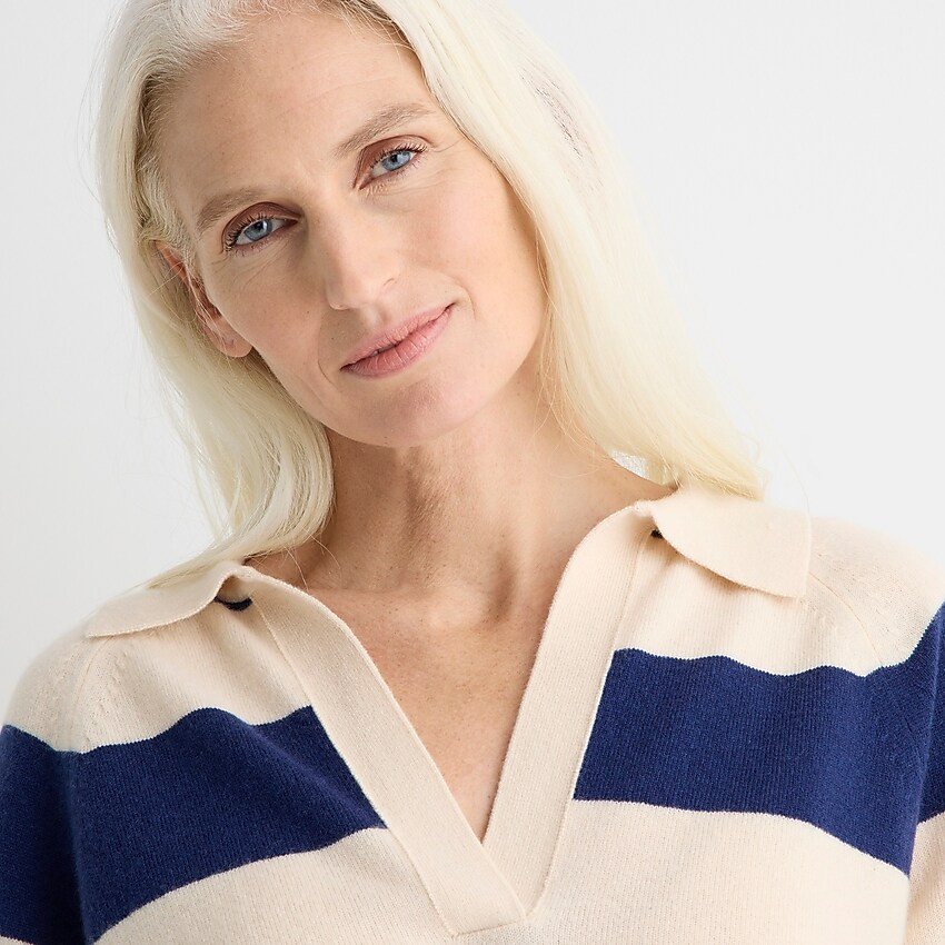 Cashmere collared sweater in rugby stripe | J. Crew US