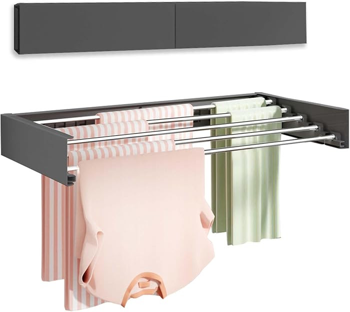 Vikaqi Wall Mounted Clothes Drying Rack 32", Foldable Wall Mount Laundry Rack Folding Indoor, Dry... | Amazon (US)